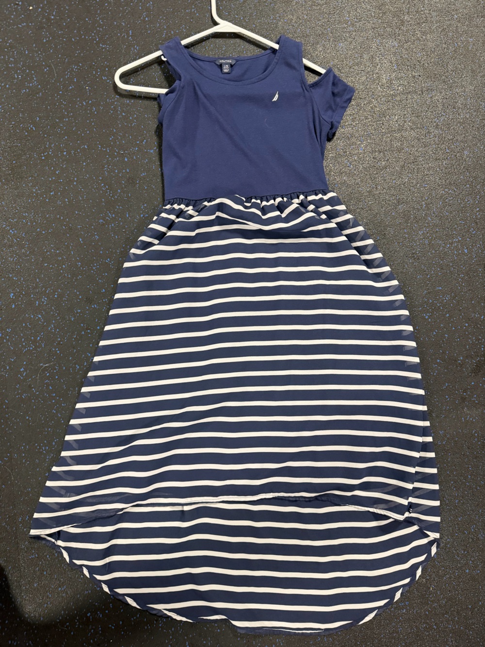 Nautica Navy and White Striped Maxi Dress